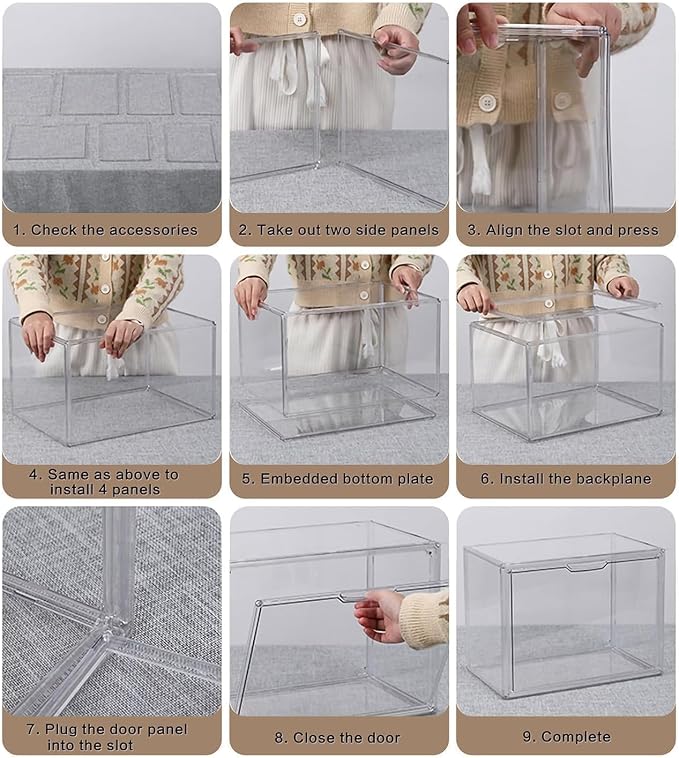 GUDEMAY Large Clear Stackable Plastic Storage Bins with Door, Dustproof Figures Collectibles Display Case, Football & Motorcycle Helmet Showcase, Basketball, Memorabilia Organizer Box (XL, Count, 1) - Image 10