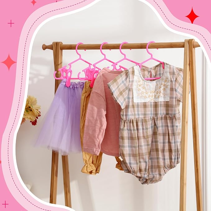 Hsei Baby Hanger with Clip for Pant,120 Packs Total,Hot Pink,10.6 Inch | 40 Kids Plastic Hanger with 80 Clips for Newborn, Nursery, Daycare, Preschool, Closet, Wardrobe Organizer for Baby Shower - Image 7