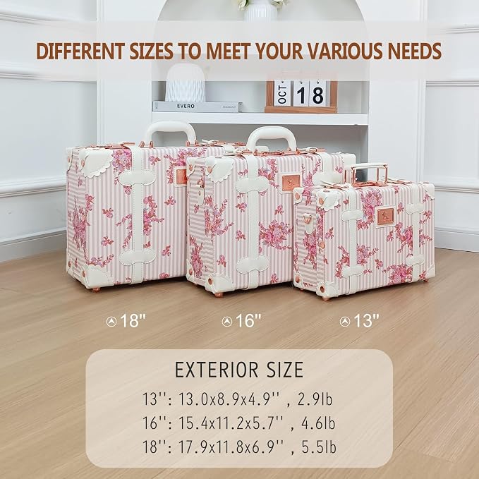 Unitravel Baby Keepsake Case, 18" Handmade Memory Storage Box, Newborn Keepsake Box, Vintage Suitcase for Baby Shower, Baptism, Naming Ceremony or Birthday (floral) - Image 8