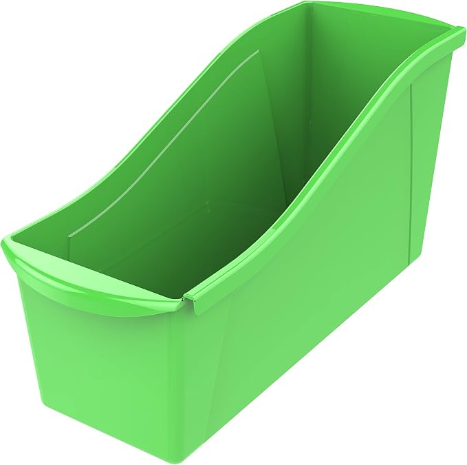 Storex Interlocking Plastic Book Bin Organizer for Home Office Classroom Blue 6-Pack 71101U06C and Green 6-Pack 71104U06C - Image 6