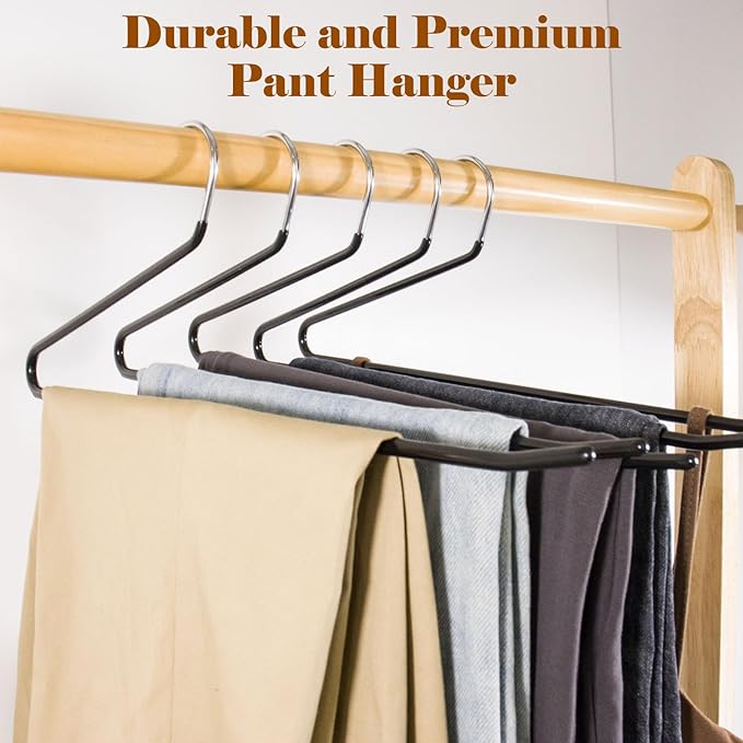Pants Hangers,50-Pack Clothes Hangers, Non-Slip Open-Ended Pant Hanger,White Metal Hangers Design for Jeans,Slacks,Scarf (Black) - Image 7