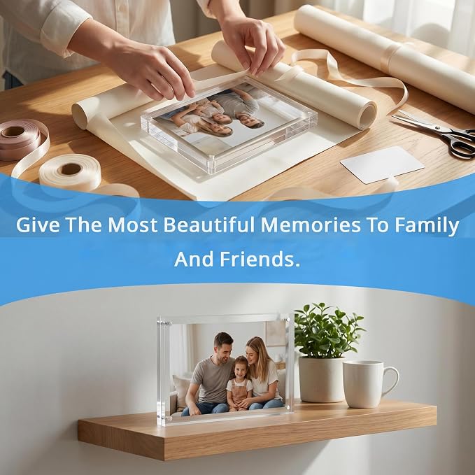 Meetu Acrylic Picture Frame 5x7 Tabletop Photo Frame Magnetic Double Sided Frame Free Standing Desktop for Display Document, Certificate, Photograph, Artwork in Office Room - Image 9