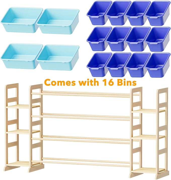 Kids Toy Storage Organizer with 6 Shelves and 16 Bins – Modern Toy Box, Bin Shelf & Bookshelf for Playroom Storage and Kids Room Decor - Image 7