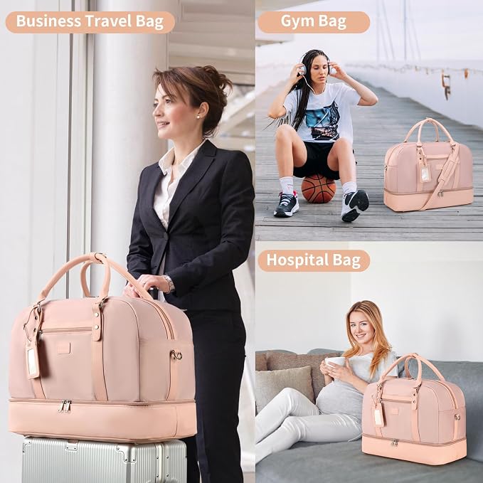 4PCS Weekender Bags for Women Large Overnight Weekend Travel Duffel Bags | Travel Bag Carry-on Tote Hospital Bag with Shoe Compartment Crossbody Toiletry Bag for Travel Business Gym Water Resistant - Image 7