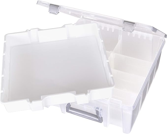 Best Kept Super Satchel Double Deep with Lift-Out Tray, Clear | Lift-Out Tray Plus Removable Dividers, 15.25 x 14 x 6.25 Inches, Silver Latches, Stackable Polypropylene - Image 8