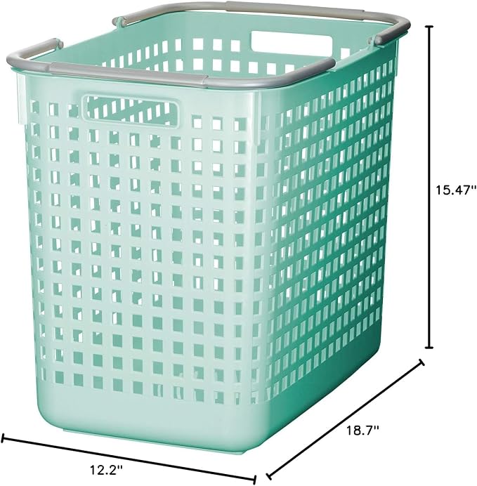 Like-it │SCB-5 │Daily use inside or outside. Movable handles make it easy to carry around. | Portable large basket for kitchen, laundry and kids room. | 18.7 x 12.2 x 15.47" | Mint blue | 10.57 gal - Image 8