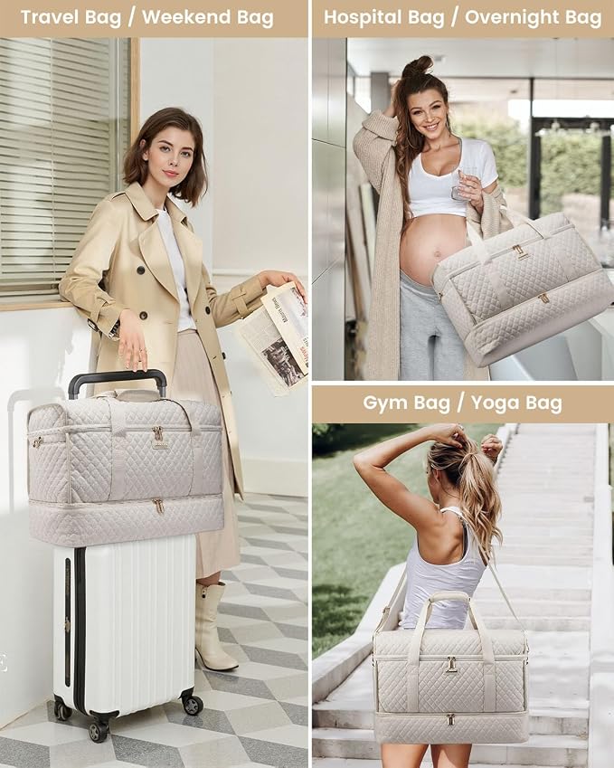 LOVEVOOK Large Travel Duffle Bag, Weekender Bags for Women With Shoe Compartment, Overnight Hospital Bag For Women Labor Delivery, Carry on Bag Personal Item Travel Bag, Yoga Gym Duffel Bag - Image 9