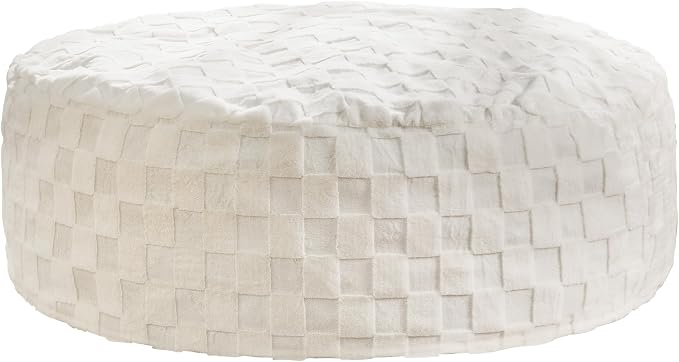 Hobestluk Giant Bean Bag Chairs 6FT Oversized BeanBag Chair for Adult Jumbo | Memory Foam,Washable Cover,Unique Fluffy Plaid,Comfy Bean Bag Bed with Filler Lounging Gaming Bedroom Living Room | White 6FT - Image 8