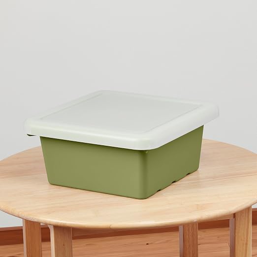 ECR4Kids Stackable Square Bins with Non-Snap Lids, Multipurpose Organization, Fern Green, 2-Pack - Image 10