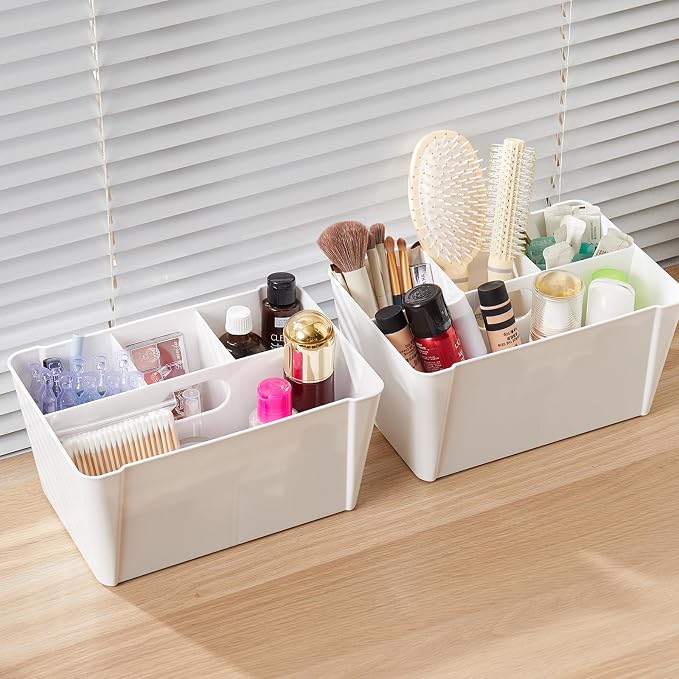 MACOPRO 17QT Craft Storage Box with 2 Removable Caddy Trays, Clear Stackable Plastic Organizer with Lid for Art Supplies, Beads, Sewing Tools, Pens & Kids Toys (White, 1Pack-2-in-1) - Image 9