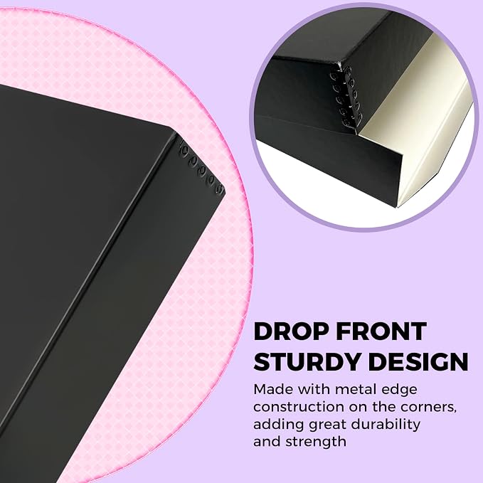 Golden State Art, Drop Front Archival Storage Box, 9.75"x12.75"x3"-Black | Acid-Free 9x12 Museum Photo Storage Box with Metal Edge, Preserve Documents, Prints, Poster, Photographs, Arts And Crafts - Image 9