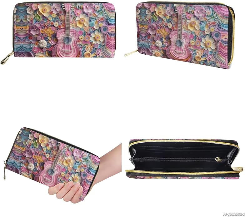 GIFTPUZZ Women Top Handle Bags Handbags with Zipper Leather Wallet Cash Card Phone Holder and Makeup Bag Set 3pcs - Image 8