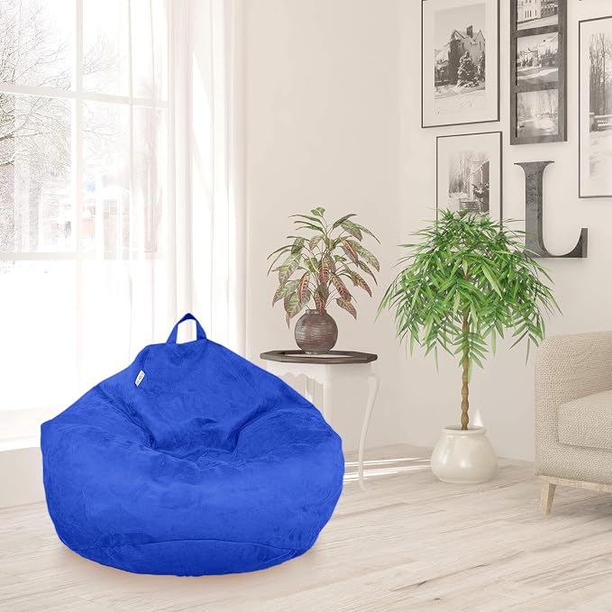 Bean Bag Stuffed Animal Storage Chair Cover (No Filler) for Kids and Adults. Extra Large Bird's Nest Beanbag Memory Foam Soft Premium (Royal Blue, 3.5 ft (Cover Only)) - Image 6