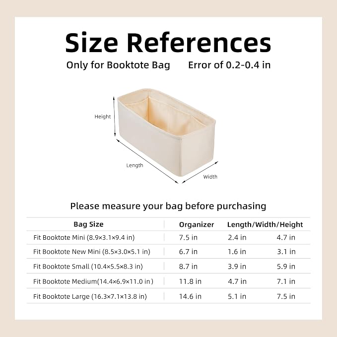DGAZ Silk Purse Organizer Insert For Dior Book Tote mini/S/M/L,Silky Smooth Bag Organizer,Luxury Handbag & Tote Shaper(Craie,BT-L) | Soft and Lightweight,Perfect Fit,Multi-pocket Storage,Bag Protector,Luxury Bag Care,Handmade,for Smooth Bag Organizer - Image 5