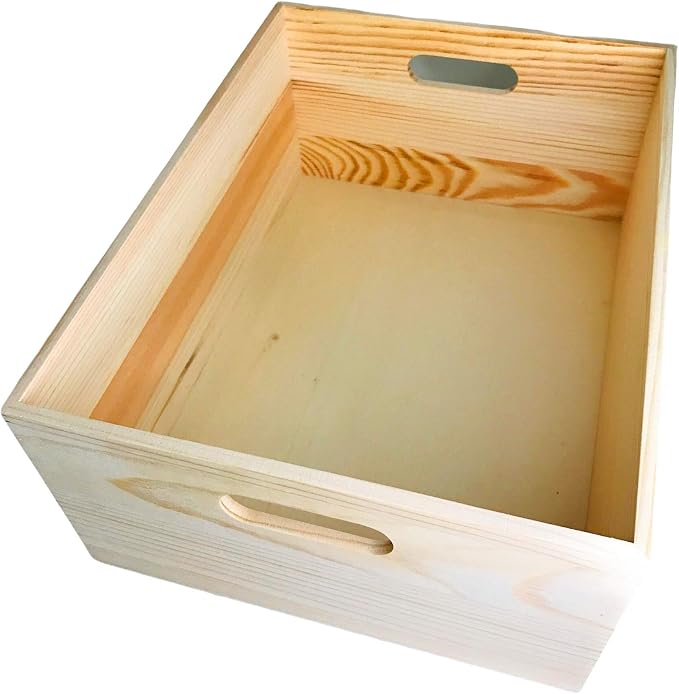 Unfinished Wooden Crates 4 Pack - Nesting Pine Wood Boxes with Handles | Decorative Storage Boxes for Crafts, DIY, Farmhouse Decor, Kitchen, Pantry Display - Stackable Graduated Sizes, Oojami - Image 8
