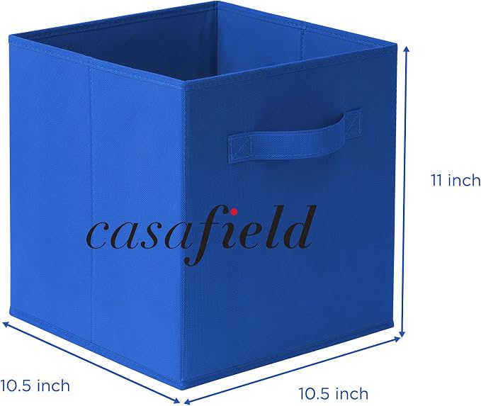 Casafield Set of 12 Collapsible Fabric Cube Storage Bins, Royal Blue - 11" Foldable Cloth Baskets for Shelves, Cubby Organizers & More - Image 7