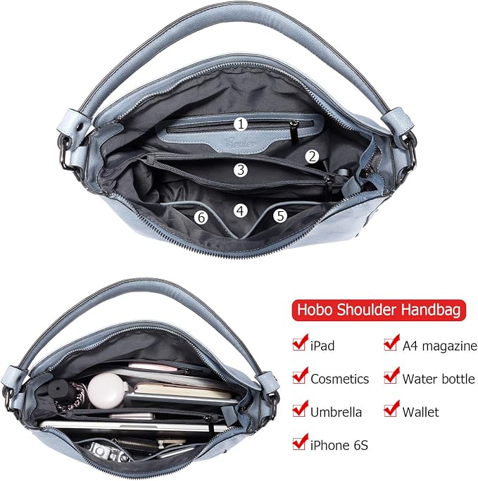 Hobo Crossbody Bag for Women, Designer Shoulder Purse Handbags - Image 6