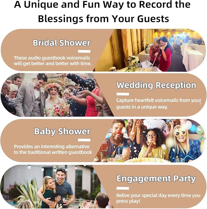 RetroVox Video & Audio Guest Book Wedding Phone Guestbook Creative Easy to Use & Fun Engagements Anniversaries Baby Showers Graduation (A Video White) - Image 8