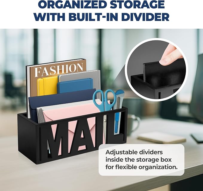 Mail Organizer Countertop, Desk or Wall Mail Holder for Bill Storage, Black | Bills, Envelopes, Documents & Receipts - Image 8