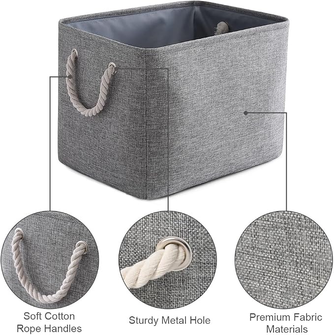 TcaFmac Organization and Storage Basket for Organizing - Large 2 Pack 16x12x12 inch Fabric Storage Cubes, Collapsible Storage Bins for Shelves Closet Gift Cloth Toy Books Baby (Grey) - Image 8