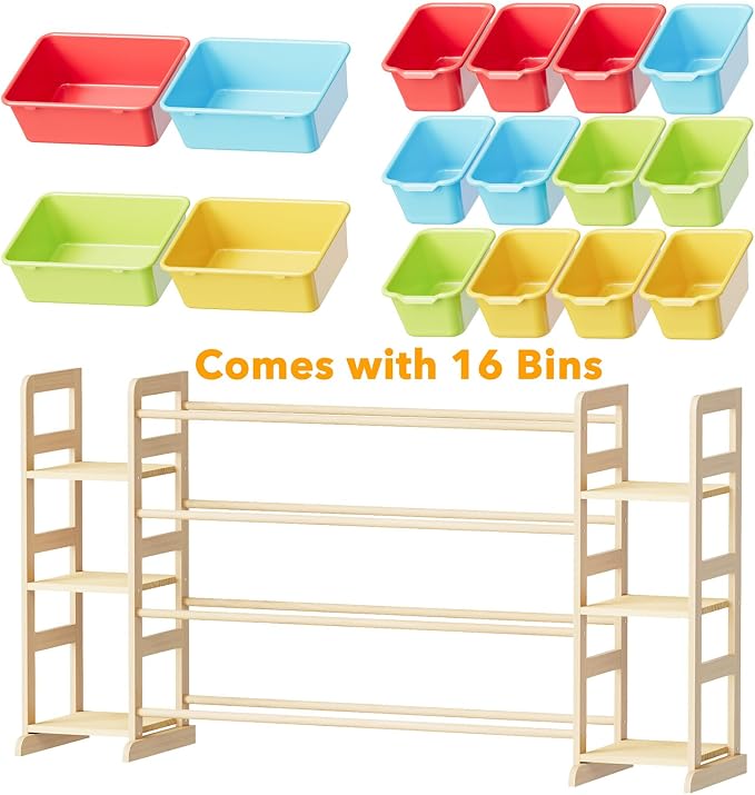 SpaceAid Toy Storage Organizer with 6 Shelves and 16 Bins, Toy Organizers Storage Bookshelf, Kids Bin Shelf Toys Box Bookcase for Bedroom Playroom Organization Room Decor, Multi-Colored - Image 7