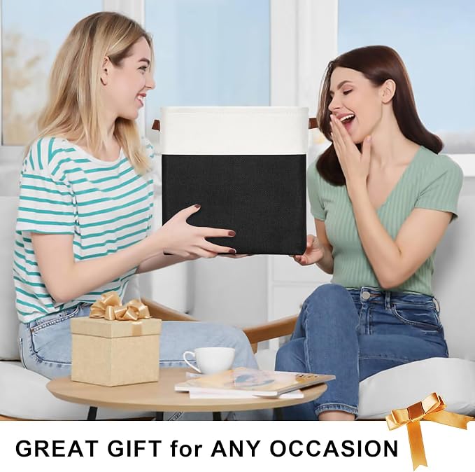 13x13 Cube Storage Bins, Collapsible Fabric Storage Box, 4 Pack Closet Baskets with Handles for Organizing, Shelf, Toys, Clothes, Home, Office, Nursery (Black&White) - Image 7