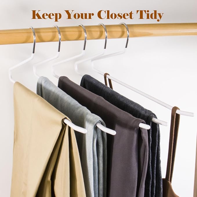 Pants Hangers,50-Pack Clothes Hangers, Non-Slip Open-Ended Pant Hanger,White Metal Hangers Design for Jeans,Slacks,Scarf (White) - Image 7