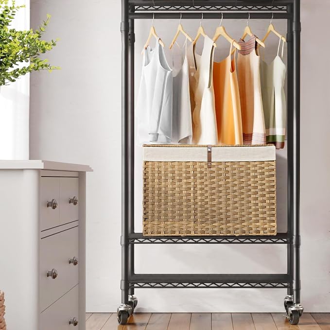 240L Wicker Storage Basket with Lid, Handwoven Rattan Large Shelf Basket with Removable Liner, 47.6 Gallon Wicker Basket for Blanket, Storage Trunk with Handle for Closet, Bedroom, Livingroom, Natural - Image 8