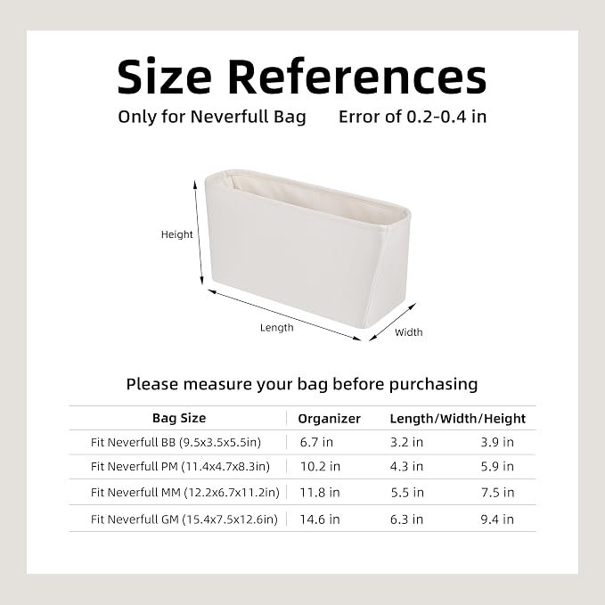 DGAZ Silk Purse Organizer Insert for Neverfullbag(Gris Pale,PM) | Soft and Lightweight,Perfect Fit,Multi-pocket Storage,Bag Protector,Luxury Bag Care,Handmade,for Smooth Bag Organizer - Image 7