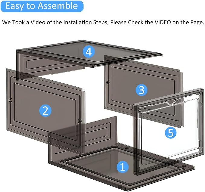 Large Black Shoe Storage Boxes Stackable, 12 Pack Hard Plastic Shoe Storage Organizer with Magnetic Door, Shoe Container Sneaker Storage Display Case Fit up to US Size 12 Black - Image 8