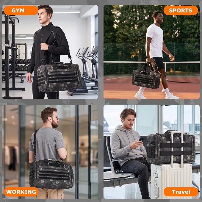 45L Large Duffle Bag for Men & Women - Military Tactical Gym Bag for Travel | Weekender Large Sports Bag with Dividers for Hockey Football Baseball Soccer Basketball & Team Training - Image 7