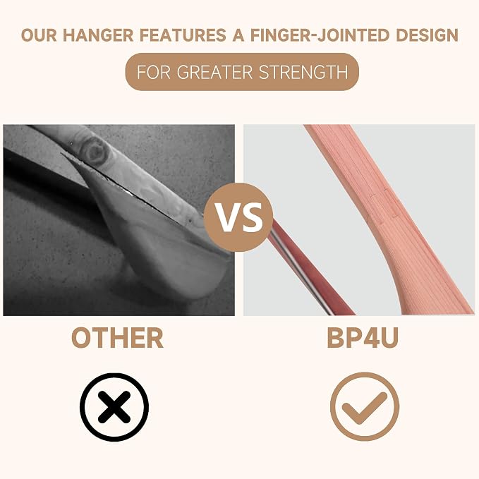 Wide Shoulder Wooden Hangers with Locking Bar, Cedar Wood, 6-Pack | Non-Slip Suit Hangers with Flat-Head Hook for Suits, Jackets, Coats, Shirts, Outerwear and Heavy Clothes - Image 6