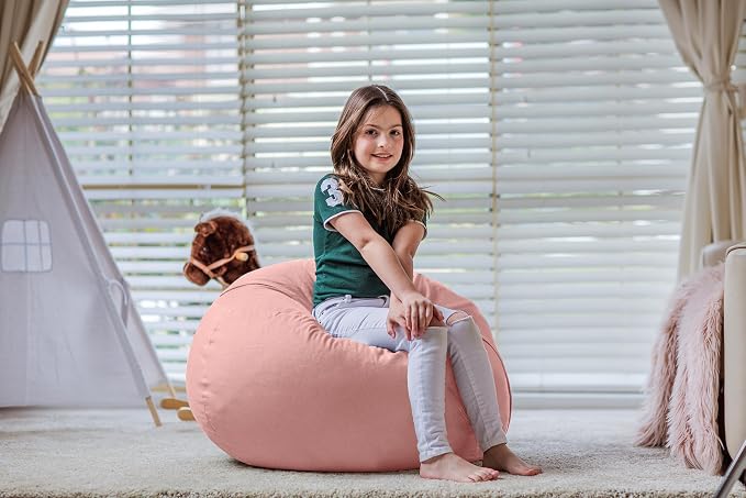 WEKAPO Stuffed Animal Storage Bean Bag Chair Cover for Kids | Stuffable Zipper Beanbag for Organizing Children Plush Toys Large Premium Cotton Canvas (Solid Pink, XX-Large) - Image 7