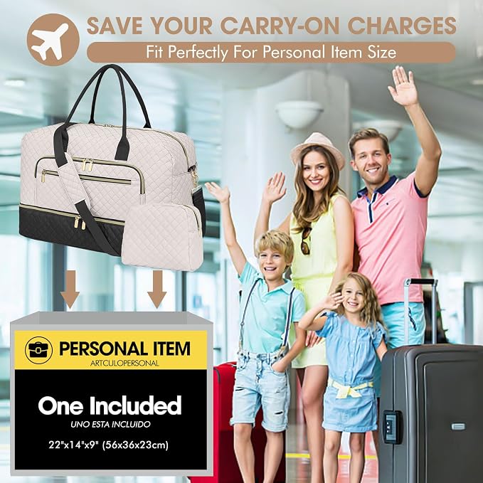 Travel Duffle Bag Weekender for Women - Carry-On Overnight Personal Item Bags with Shoe Compartment & Wet Pocket Large Weekend Tote with Toiletry Bag Hospital Bags for Labor and Delivery - Image 7