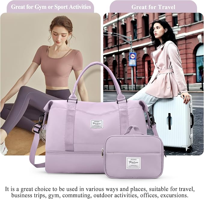 Weekender Bags for Women, Personal Item Travel Bag with Shoes Compartment | Overnight Travel Duffel Bag with Toiletry Bag, Airplane Friendly Carry-On Bag - Image 9