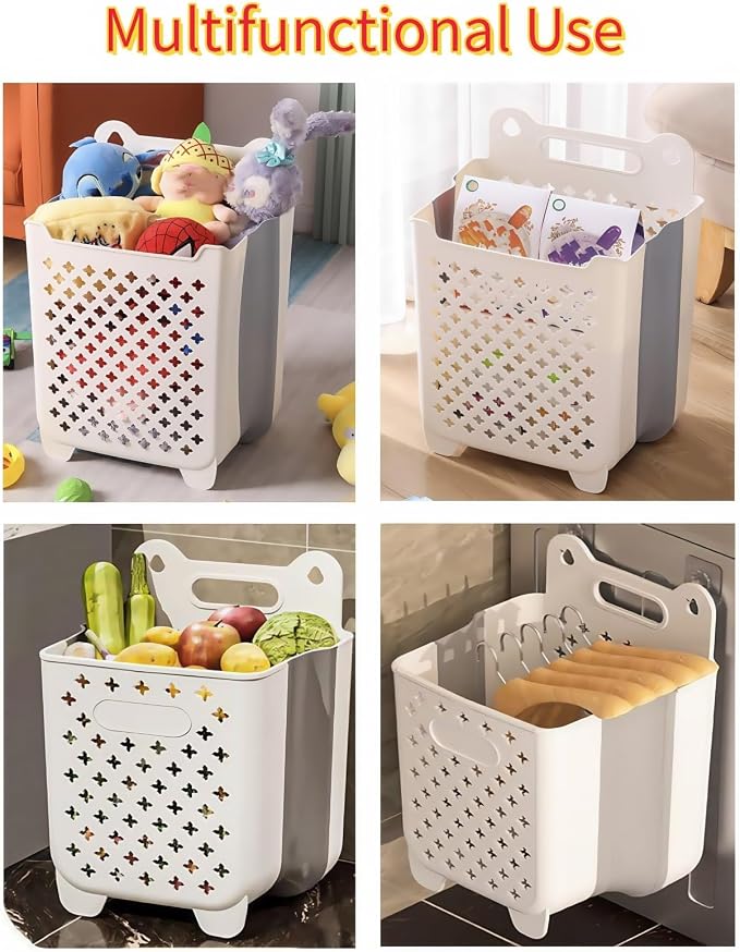 Wall Hanging Laundry Basket,Collapsible Hanging Laundry Hamper | Wall Hanging Laundry Basket,12“ x 7” x 15.1,Collapsible Hanging Laundry Hamper,2Pcak(Light grey) - Image 6