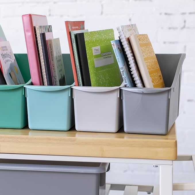 ECR4Kids Linking Plastic Storage Book Bin, Multipurpose Organization, Contemporary, 10-Piece | Durable plastic with built-in handles, interlocking, nestable, ideal for books, magazines, and files in a classroom or office - Image 9