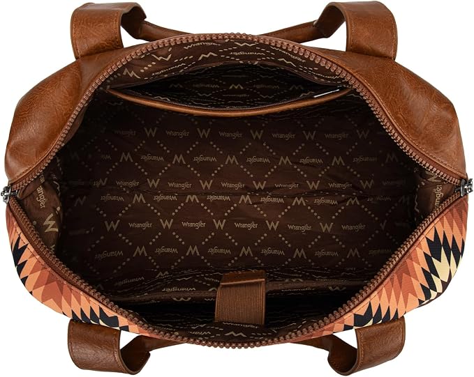 Wrangler Duffel Bag for Women Large Travel Weekender Bag Designer Aztec Carry On Bags Gym Bag, Brown - Image 6