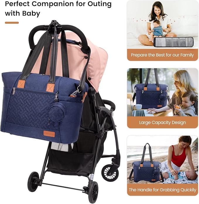 LOVEVOOK Diaper Bag Tote, Baby Diaper Bag Waterproof Travel Diaper Tote with Changing Pad - Image 6