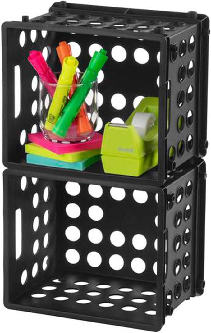 Sterilite Mini Crate, Stackable Storage Bin with Handles, Black, 12-Pack | Small Plastic Storage Containers, Open Top Organizer Bins for Home, Garage, Office, Classroom, Dorm, Desk & Crafts - Image 9