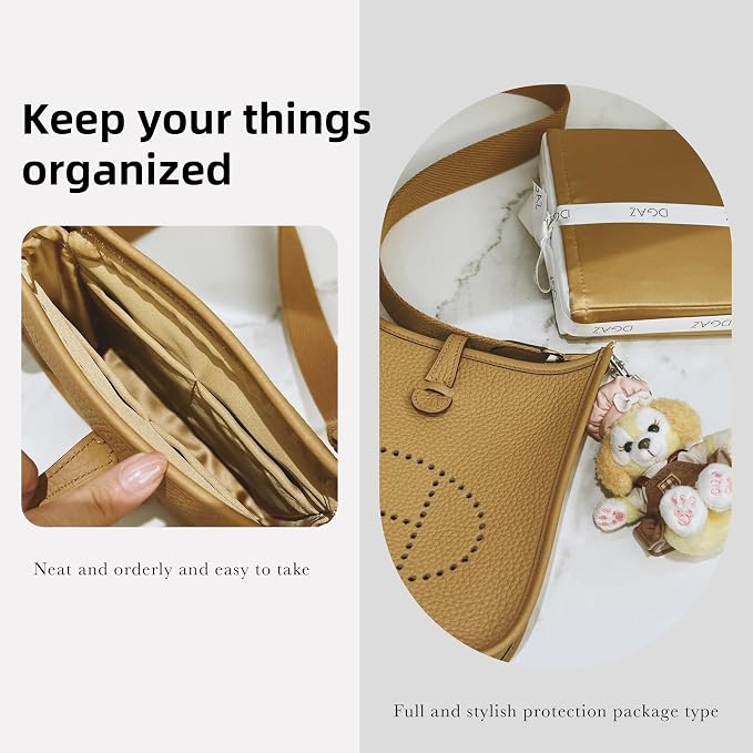 DGAZ Silk Purse Organizer Insert for Evelyne Bag(Biscuit color,PM) | Soft and Lightweight,Perfect Fit,Multi-pocket Storage,Bag Protector,Luxury Bag Care,Handmade,for Smooth Bag Organizer - Image 8
