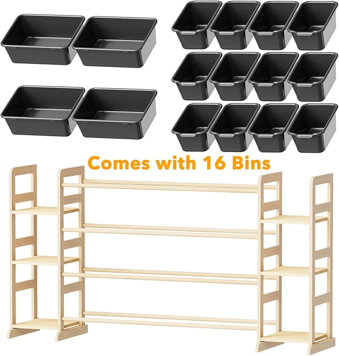 SpaceAid Toy Storage Organizer with 6 Shelves and 16 Bins, Toy Organizers Storage Bookshelf, Kids Bin Shelf Toys Box Bookcase for Bedroom Playroom Organization Room Decor, True Black - Image 7
