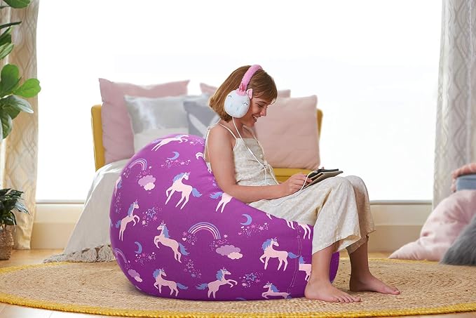Aubliss Stuffed Animal Bean Bag Storage Chair | (Purple Unicorn, Large (38'')) - Image 5