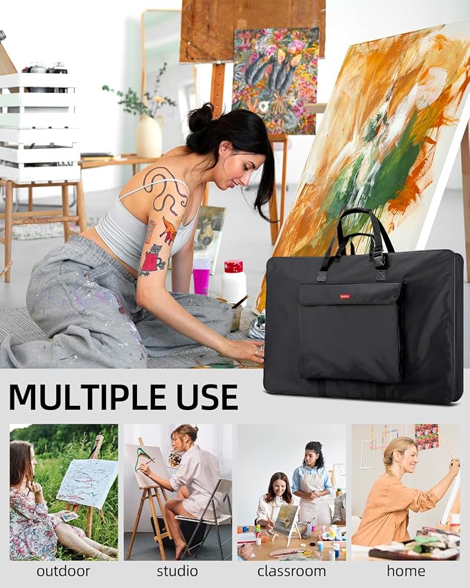 Nicpro Art Portfolio Bag 32”x 42'', Nylon Artist Bag with Reinforced Edges | Durable 840D Fabric, Adjustable Shoulder Strap, 3-sided zipper, Waterproof Art Portfolio Case, for Canvas Artwork Solar Panel - Image 7