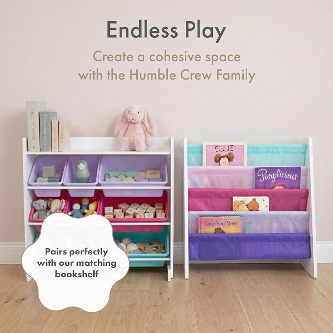Humble Crew Kids Toy Organizer with Display Shelf, 9 Bins, 3 Tier Storage | Sturdy wood and steel toddler shelf, removable BPA-free containers, wall anchor anti-tip safety kit for bedroom or classroom - Image 9