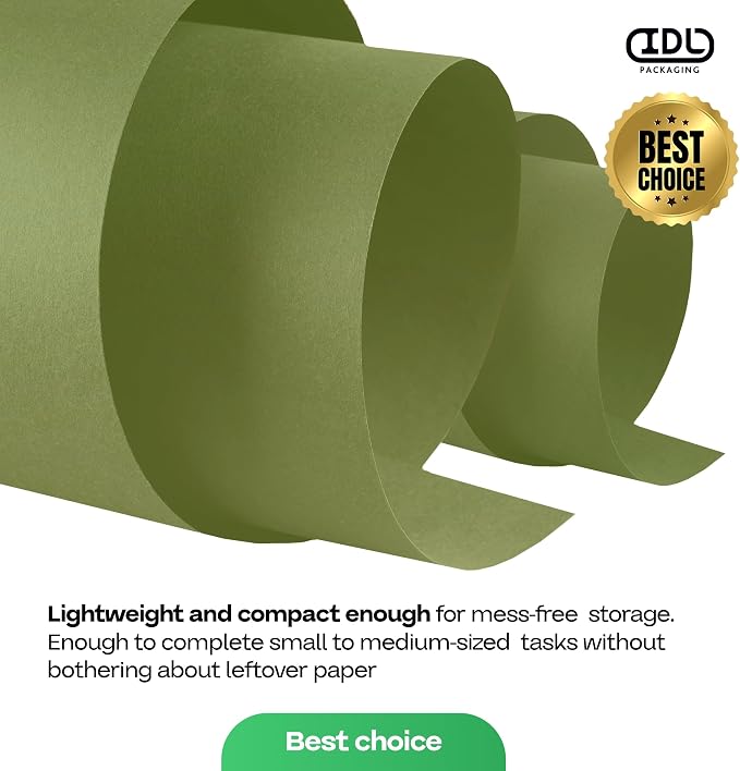 Green Kraft Paper Roll 18" x 2160" (180 feet) - USA-Made Craft Paper for School, Gift Wrapping, Moving & Packing - High-Density Kraft Material for Art by IDL Packaging - Image 7