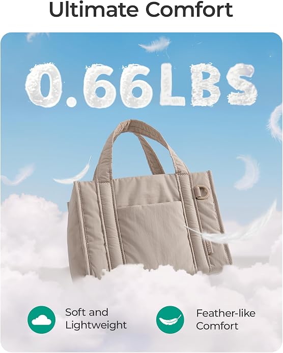 BAGSMART Boxy Tote Bag for Women, Crossbody Work Bag with Zipper | 3 Sizes Small Mini Tote Bag, Inner Tumbler Pocket Crush Bow Should Bag for Travel Work College - Image 7