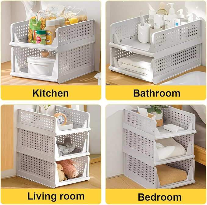 yazi 5 Pack Stackable Closet Storage Box | Closet Shelf Organizer and Storage Plastic Drawer Storage,Wardrobe Organizer Closet Organizers Storage - Image 7