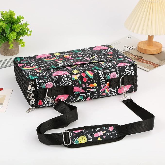 600-Slot Colored Pencil Case, 5-Layer Zipper with Shoulder strap and Handle | Organizer Bag for Pencil Storage Case for Artist Painter Office Sketch Travel Supplies - Image 4