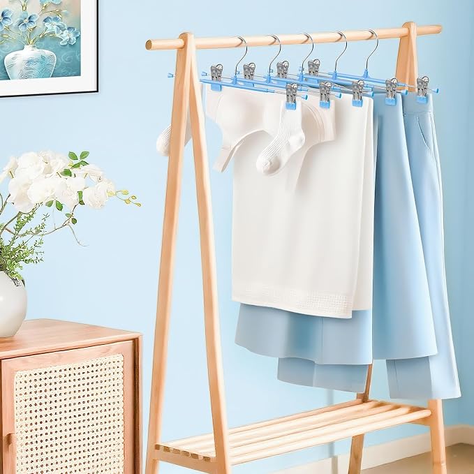 HUADYMEET 12 Inch Heavy Duty Pants Skirt Hangers with Clips,Blue,30 Pack | Metal,Space Saving,Adjustable,Hanger for Jeans Shorts Clothes Slacks Trousers,For Adult Men Women Children, Non Slip - Image 6